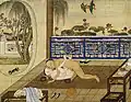 Pintura chinesa em seda de meados do século XIX retratando um adulto praticando sexo com um garoto