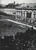 Cerimônia nazista na Praça dos Heróis, em Viena, em 1938, comemorando a anexação da Áustria à Alemanha nazista