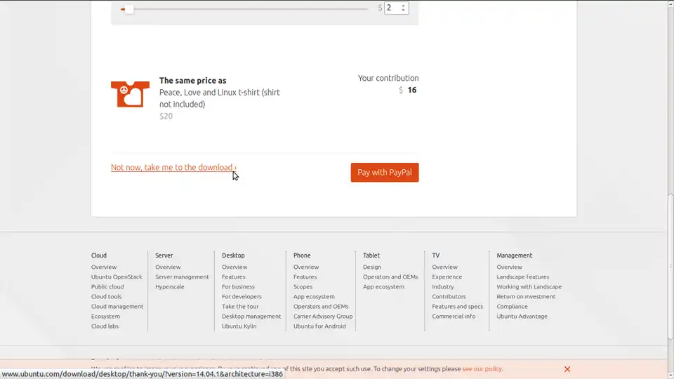 Imagem4 - Botão para prosseguir com download do Ubuntu 14.04 LTS.