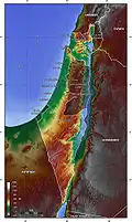 Mapa mostrando o relevo de Israel