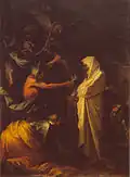 Pintura de Salvator Rosa retratando a aparição do fantasma de Samuel diante de Saul
