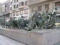 Monumento ao encierro em Pamplona, na Espanha