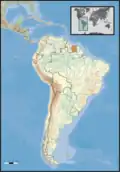 Localização do Suriname (em laranja) dentro da América do Sul