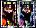 Selo de 1975 da Organização da Nações Unidas defendendo a independência da Namíbia