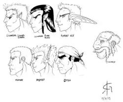 Arte das raças em perfil.