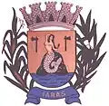 Brasão do município de Iaras, no estado brasileiro de São Paulo. "Iara" vem do tupi 'y-îara, "senhora da água".