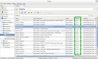 Verificação de versão do GNU Health