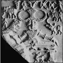 Peça de cerâmica da civilização do Vale do Indo retratando uma possível posição de ioga