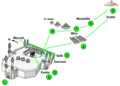 Mapa do circuito de peregrinação em Meca. Arafat é o nome do monte e planície onde, no segundo dia da peregrinação, os muçulmanos relembram com preces o discurso de despedida de Maomé proferido nesse local no ano de sua morte[2].