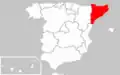 Localização da Catalunha dentro da Espanha