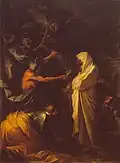 Pintura de Salvator Rosa retratando a aparição do fantasma de Samuel diante de Saul