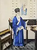 Retrato de Matteo Ricci, padre jesuíta italiano pioneiro na evangelização da China, no Parque Guangqi, em Xangai