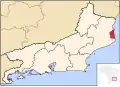Localização de São João da Barra (em vermelho) dentro do estado do Rio de Janeiro