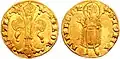 Um fiorino (moeda de ouro) florentino de 1347