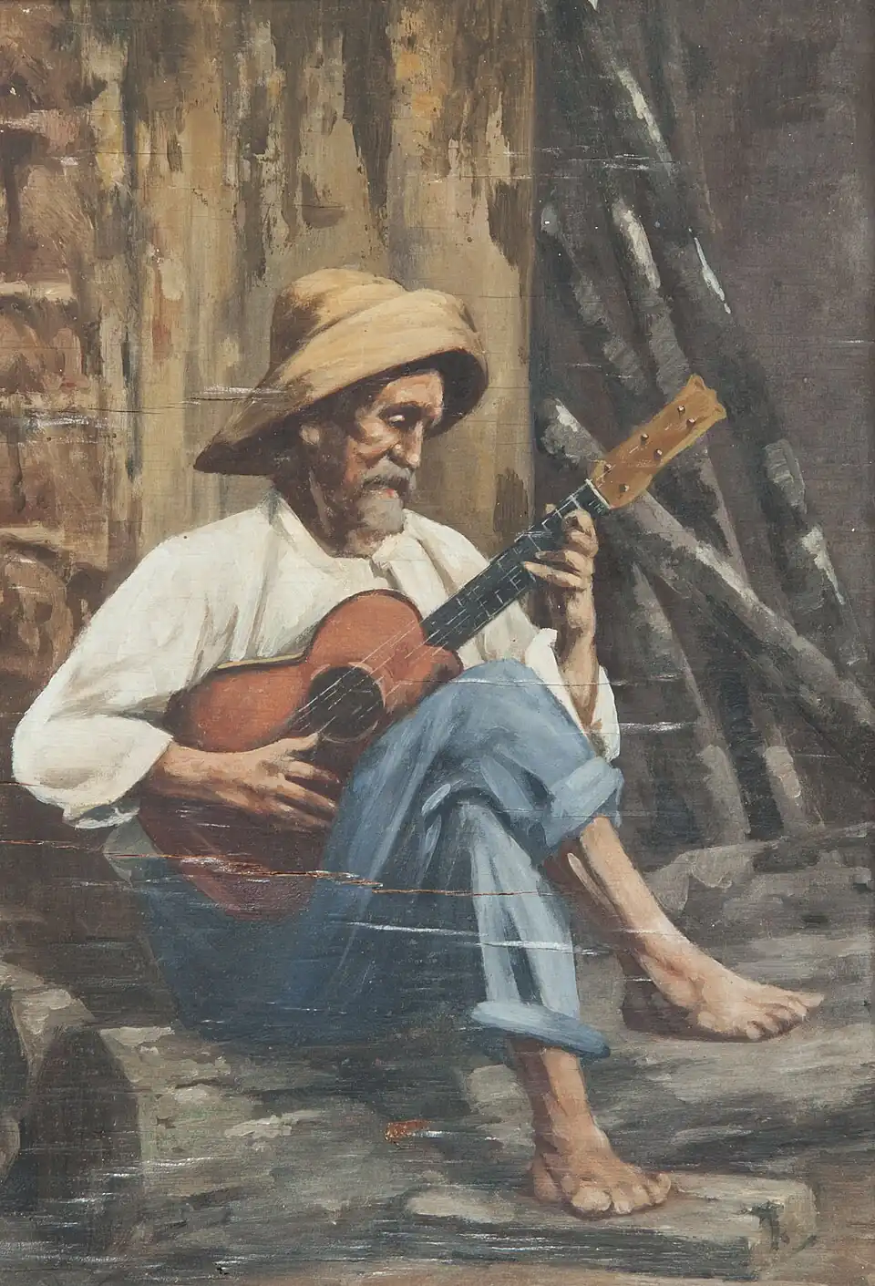 Negro com Chapéu Tocando Violão
