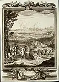 Gravura retratando o sítio de Barcelona de 1705