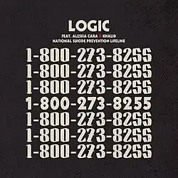 Capa para o single "1-800-273-8255", de Logic, com a participação de Alessia Cara e Khalid, 2017