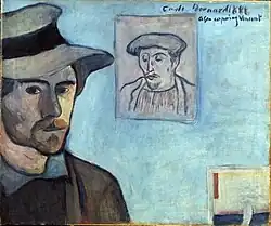 Émile Bernard, Autorretrato com retrato de Gauguin, dedicado a Vincent van Gogh. Bernard,&nbsp;1888
