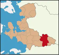 Localização do distrito de Ödemiş na província de Esmirna