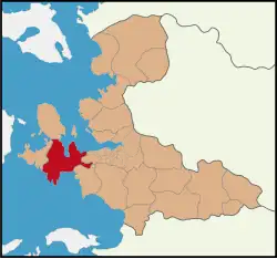 Localização de Urla na província de Esmirna