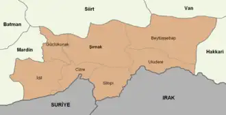 Mapa dos distritos da província de Xernaque