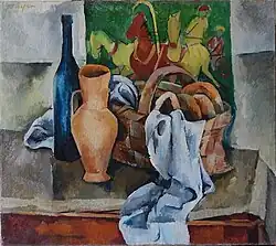 Naturmort com cartão brilhante e cobre