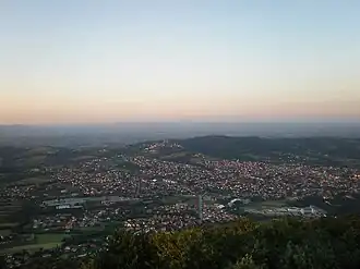 Aranđelovac vue depuis le mont Bukulja