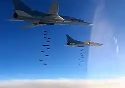 Dois Tu-22М3 russos atacando alvos na Síria, em 2017.