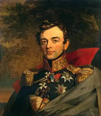 Retrato de Ivan Fiodorovich Paskevich feito por George Dawe. No pescoço, entre as cruzes, a cruz da Ordem de São Jorge de 3.ª classe.
