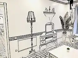 Fotografia em 2D da cafeteria "Café Royal" em Voronej, destacando o ambiente menor, datada de dezembro de 2019