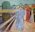 As mulheres na ponte de Edvard Munch, 1902. Esta pintura também mostra Aase em seu vestido azul
