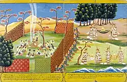 Pintura do século XIX do nascimento do Buda