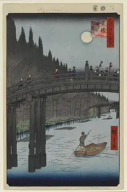 Jardim de bambu, ponte Kyōbashi Hiroshige, c. 1857 – 58