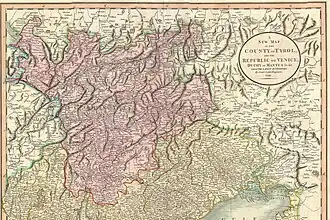 Mapa do Condado do Tirol em 1799
