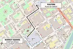 Mapa da rota do ataque