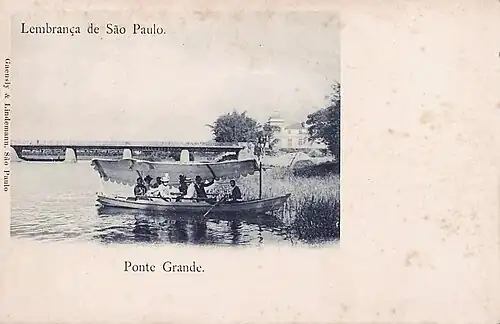 1900 - Ponte Grande e barco - Guilherme Gaensly