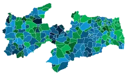 Resultado por município do 1º turno da eleição para governador da Paraíba em 2002