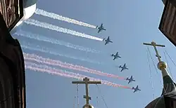 Russian flag presented by Su-25s
