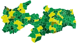 Resultado por município do 1º turno da eleição para governador da Paraíba em 2010.