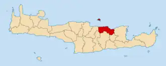 Localização da unidade municipal de Hersonissos (Dimos Chersonisou) em Creta
