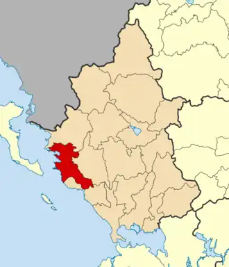 Localização de Igumenitsa na unidade regional de Tesprócia