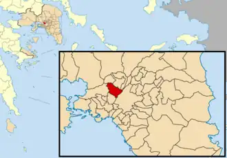 Localização de Peristeri na região da Ática.