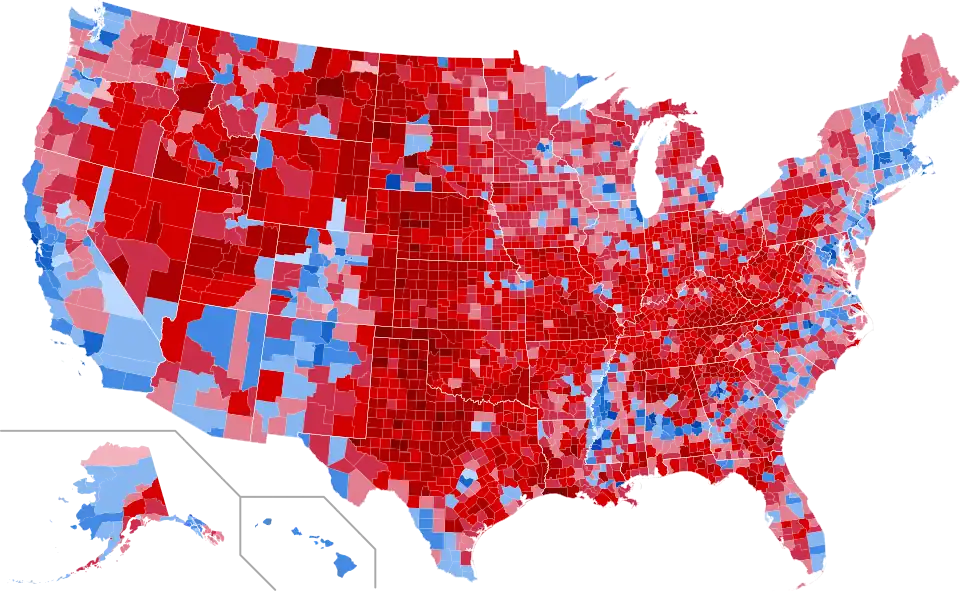 Mapa dos resultados por condados