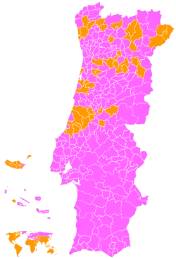 Partido mais votado por concelho.