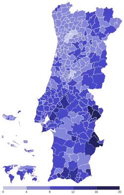 Votação do CH por concelho.
