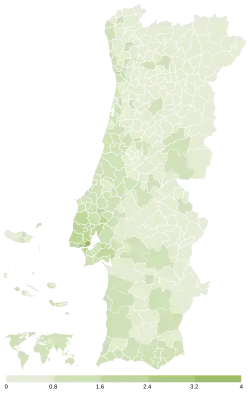 Votação do L por concelho.