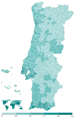 Votação do PAN por concelho.