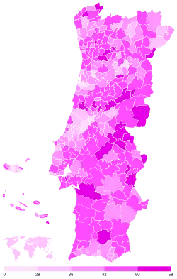 Votação do PS por concelho.