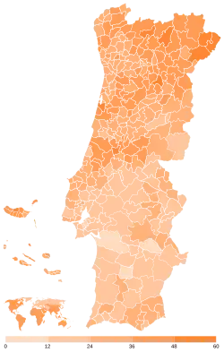 Votação do PPD/PSD por concelho.