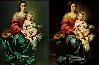 Versão encontrada no Texas (esquerda) e a do Palácio Pitti (direta), as duas mais semelhantes entre si.